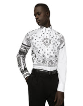 Cotton Martini-fit shirt with bandanna print - | Dolce & Gabbana