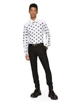 Cotton Martini-fit shirt with DG logo print - | Dolce & Gabbana