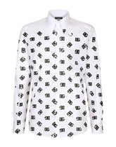 Cotton Martini-fit shirt with DG logo print - | Dolce & Gabbana