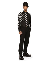Cotton Martini-fit shirt with DG logo print - | Dolce & Gabbana