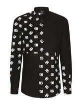 Cotton Martini-fit shirt with DG logo print - | Dolce & Gabbana