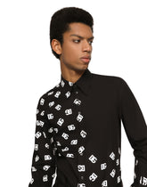 Cotton Martini-fit shirt with DG logo print - | Dolce & Gabbana