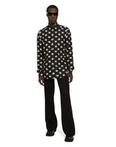 Cotton Martini-fit shirt with DG Monogram print - | Dolce & Gabbana