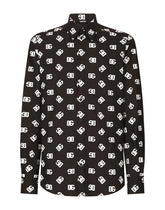 Cotton Martini-fit shirt with DG Monogram print - | Dolce & Gabbana