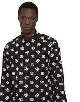 Cotton Martini-fit shirt with DG Monogram print - | Dolce & Gabbana