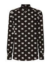 Cotton Martini-fit shirt with DG Monogram print - | Dolce & Gabbana