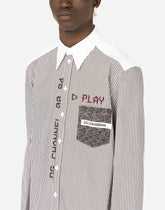 Striped cotton shirt with printed pocket - | Dolce & Gabbana