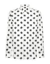Cotton Martini-fit shirt with DG Monogram print - | Dolce & Gabbana