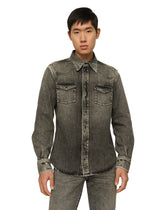 Gray wash stretch denim shirt - | Dolce & Gabbana
