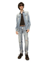 Bleach wash stretch denim shirt - | Dolce & Gabbana