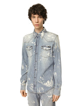 Bleach wash stretch denim shirt - | Dolce & Gabbana
