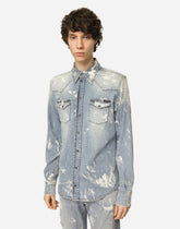 Bleach wash stretch denim shirt - | Dolce & Gabbana