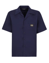 Cotton Hawaiian shirt with branded tag - | Dolce & Gabbana
