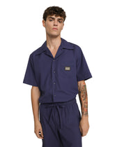 Cotton Hawaiian shirt with branded tag - | Dolce & Gabbana