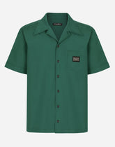 Cotton Hawaiian shirt with branded tag - | Dolce & Gabbana