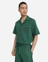 Cotton Hawaiian shirt with branded tag - | Dolce & Gabbana