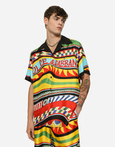 Silk twill Hawaiian shirt with carretto print - | Dolce & Gabbana