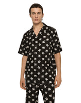 Cotton Hawaiian shirt with DG Monogram print - | Dolce & Gabbana