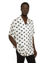 Silk Hawaiian shirt with DG Monogram print - | Dolce & Gabbana