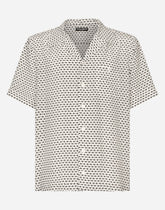 Crepe de chine Hawaiian shirt with DG logo print - | Dolce & Gabbana