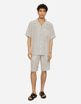 Crepe de chine Hawaiian shirt with DG logo print - | Dolce & Gabbana