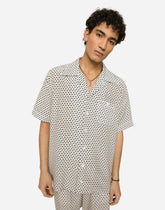 Crepe de chine Hawaiian shirt with DG logo print - | Dolce & Gabbana