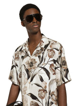 Silk Hawaiian shirt with tulip print - | Dolce & Gabbana