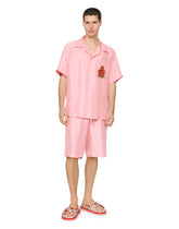 Coral-print silk Hawaiian shirt with patch - | Dolce & Gabbana