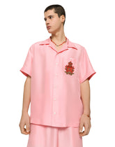 Coral-print silk Hawaiian shirt with patch - | Dolce & Gabbana