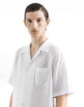 Linen shirt with logo embroidery - | Dolce & Gabbana