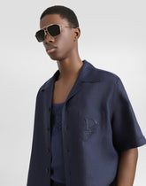 Linen shirt with logo embroidery - | Dolce & Gabbana