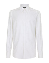 Cotton jacquard Martini-fit shirt with DG Monogram - | Dolce & Gabbana