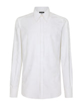 Cotton jacquard Martini-fit shirt with DG Monogram - | Dolce & Gabbana