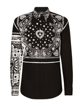 Cotton Martini-fit shirt with bandanna print - | Dolce & Gabbana