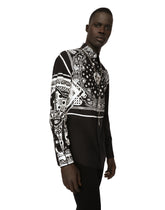 Cotton Martini-fit shirt with bandanna print - | Dolce & Gabbana