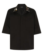 Cotton Hawaiian shirt with crystal and stud embellishment - | Dolce & Gabbana