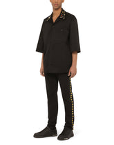 Cotton Hawaiian shirt with crystal and stud embellishment - | Dolce & Gabbana