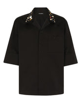 Cotton Hawaiian shirt with crystal and stud embellishment - | Dolce & Gabbana