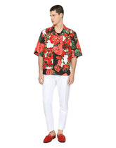 Stretch cotton Hawaiian shirt with floral print - | Dolce & Gabbana