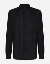 Linen Martini-fit shirt with DG hardware - | Dolce & Gabbana