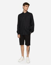 Linen Martini-fit shirt with DG hardware - | Dolce & Gabbana