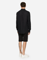 Linen Martini-fit shirt with DG hardware - | Dolce & Gabbana