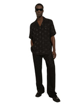 Silk jacquard Hawaiian shirt with DG Monogram - | Dolce & Gabbana