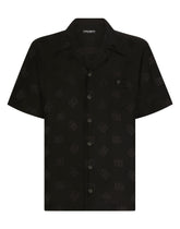 Silk jacquard Hawaiian shirt with DG Monogram - | Dolce & Gabbana