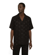 Silk jacquard Hawaiian shirt with DG Monogram - | Dolce & Gabbana