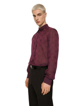 Silk jacquard Martini-fit shirt with DG logo and ocelot - | Dolce & Gabbana