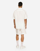 Linen Hawaiian shirt with logo tag - | Dolce & Gabbana