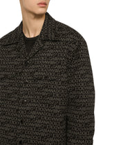 Padded cotton shirt with jacquard logo - | Dolce & Gabbana