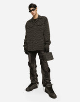 Padded cotton shirt with jacquard logo - | Dolce & Gabbana