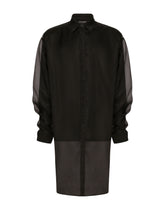 Double oversize shirt in silk satin and organza - | Dolce & Gabbana